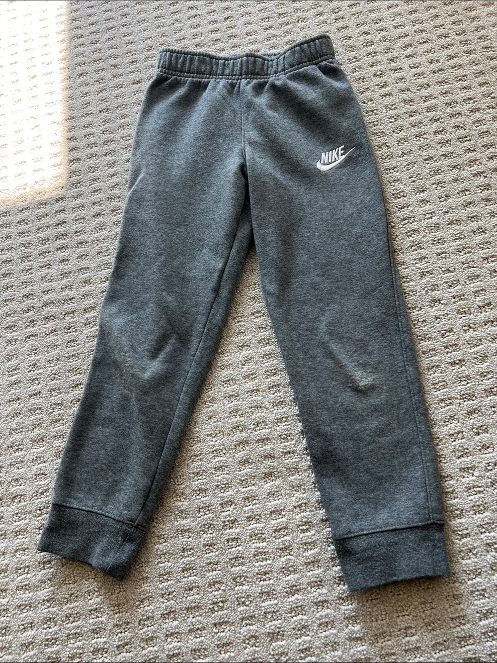 Nike Kids Gray Fleece Joggers with White Logo